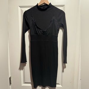 All Saints Black mini sweater dress